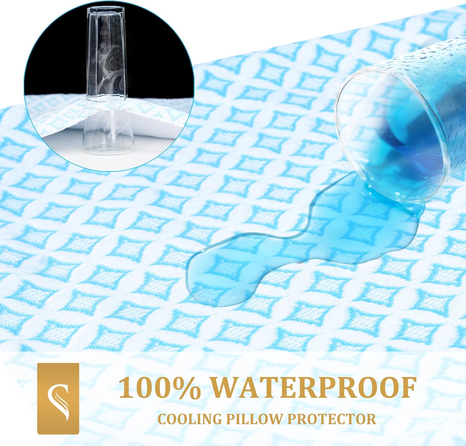 Safe and Sound Cooling Waterproof Pillow Protectors (20x36'') - Breathable Cool Zipped Pillow Cover - PE + Polyester for Summer, Oeko-TEX…