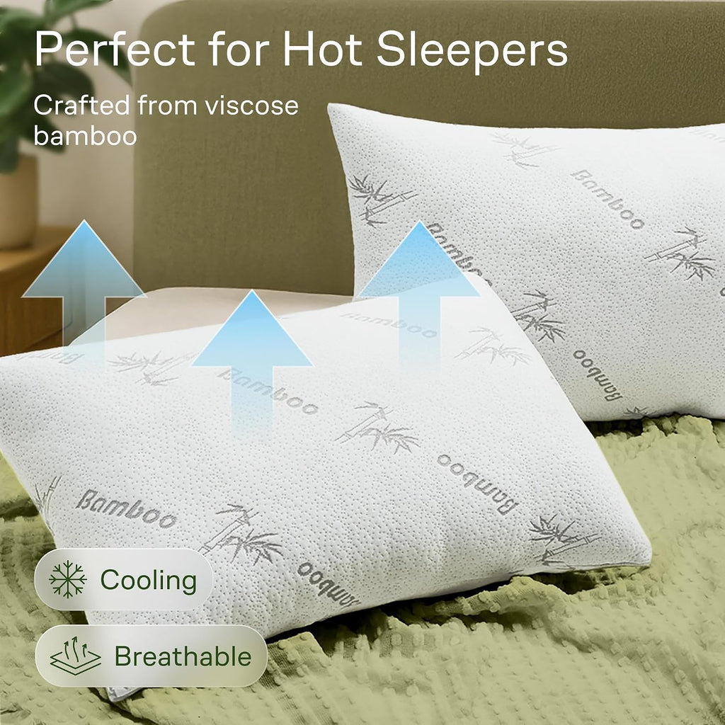 1 Pack Viscose Made from Bamboo Pillow Protectors - Cooling Pillow Protectors Standard 1 Pack 20x26 - Zippered Case, Guaranteed Noiseless…