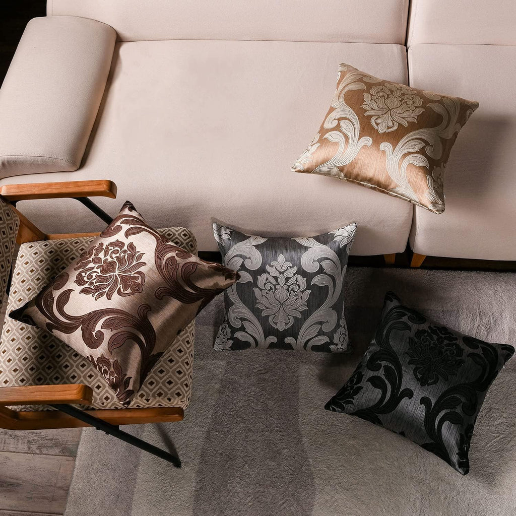 NAPEARL Throw Pillow Covers-Set of 2 Cushion Covers with Jacquard Patterns, Brown Decorative Pillowcase for Couch, Sofa, Bed, Attractive…