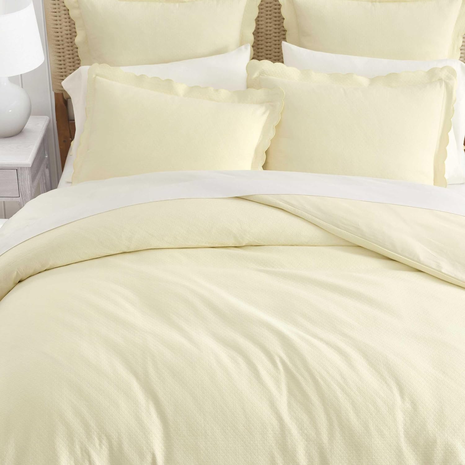 MarthaStewart Martha Stewart - Queen Duvet Cover Set, 100% Soft Cotton Blend Bedding, Corner Ties & Button Closure, 3 Piece Bed Set with Ma…