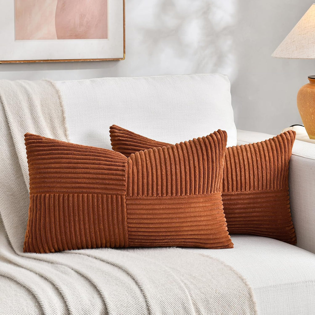 Fancy Homi 2 Packs Rust Lumbar Decorative Throw Pillow Covers 16x32 Inch for Couch Bed Sofa, Rustic Farmhouse Boho Home Decor, Soft…
