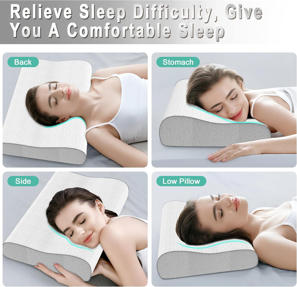 Phentzari Cervical Pillow for Neck, Memory Foam Pillow, Ergonomic Adjustable Contour Bed Pillow for Side, Back & Stomach Sleepers (1, 22 *…