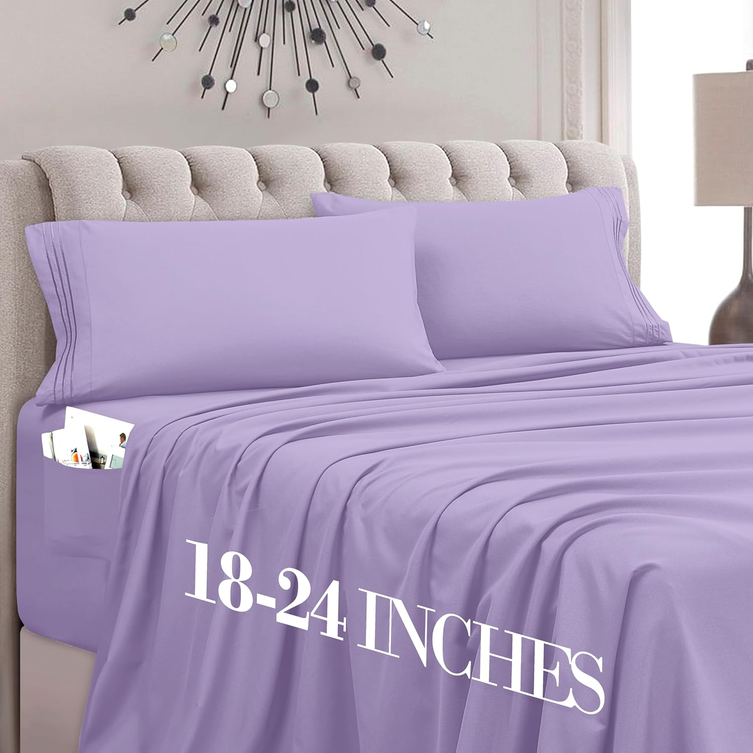MocassiLuxuryBedding Mocassi Twin XL Size 4-Piece Bed Sheet Set - 1800 Hotel Quality Microfiber 18-24 Inches Extra Deep Pocket Fitted Sheet…