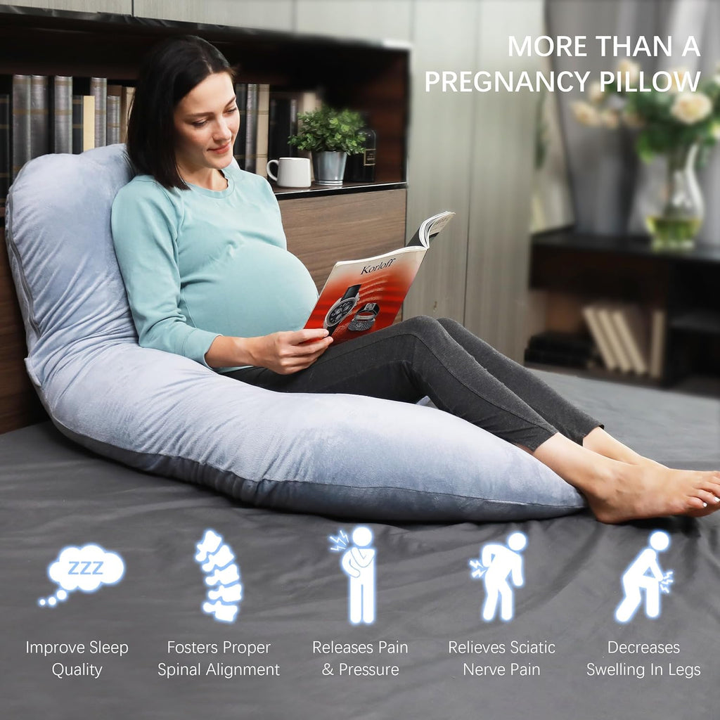 Moonpark MOON PARK Pregnancy Pillows for Sleeping - Non Compressed Packaging, U Shaped Full Body Maternity Pillow with Removable Cover - Su…