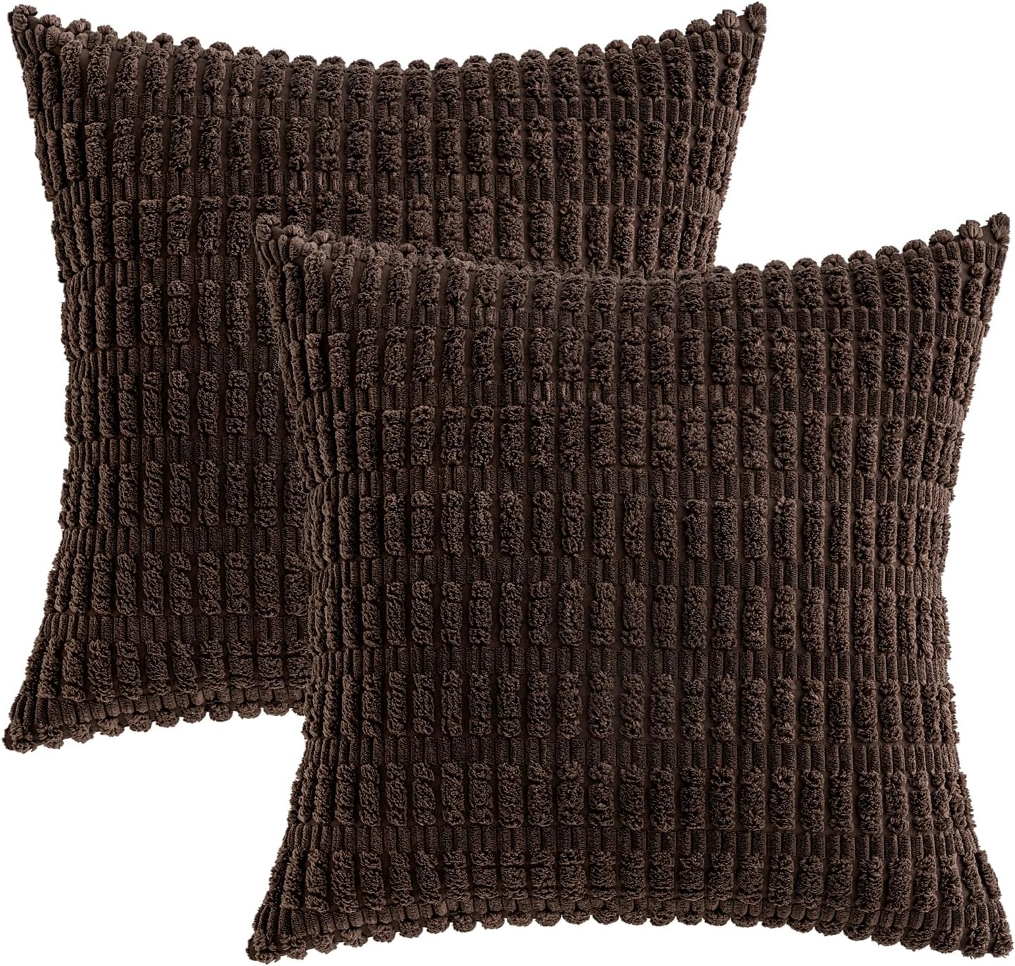 Miulee Pack of 2 Corduroy Decorative Throw Pillow Covers 20x20 Inch Soft Boho Striped Pillow Covers Modern Farmhouse Home Decor for Sofa Li…