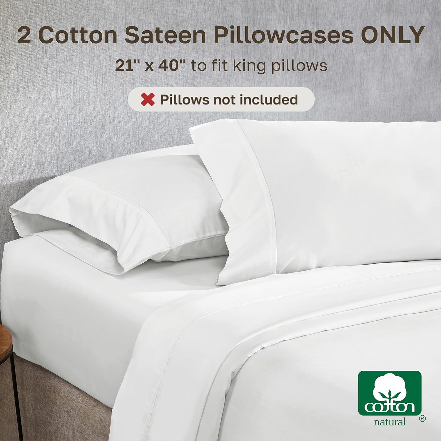 CaliforniaDesignDen California Design Den King Size Pillowcase Set - 400 Thread Count, 100% Cotton Sateen, Set of 2 Pillow Covers, Soft and…