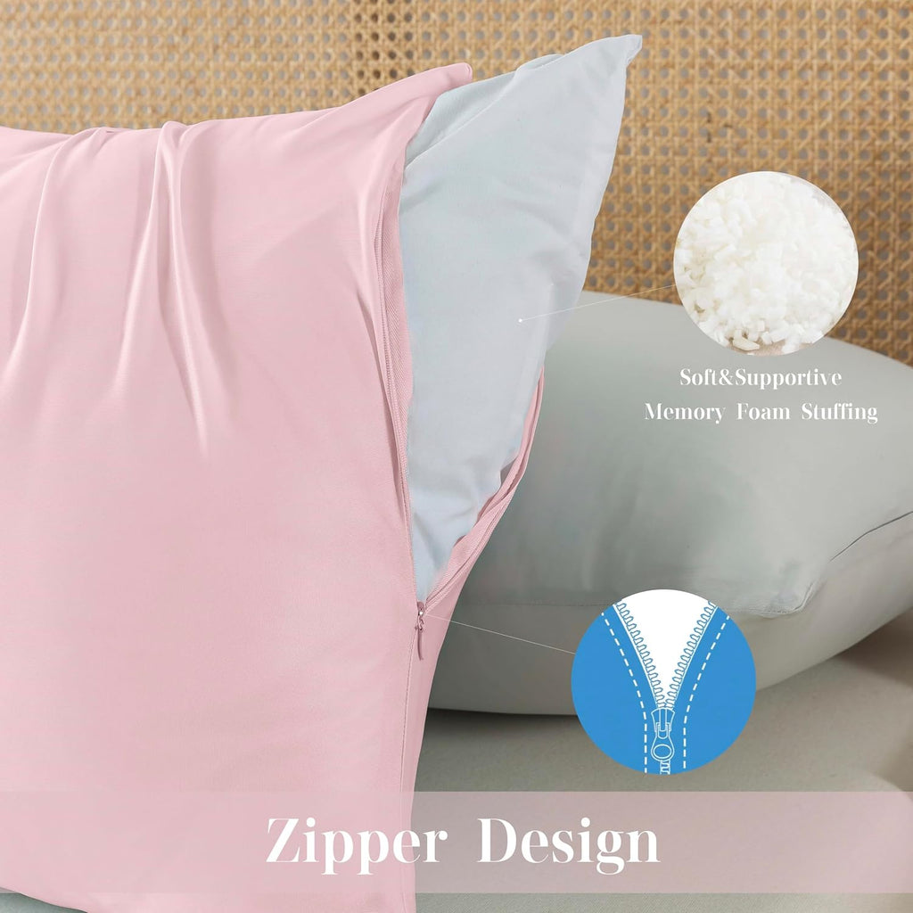 WhatsBedding Memory Foam Body Pillow with Zippered Cooling Cover, Full Body Pillow for Adults, Long Pillow for Sleeping, Fluffy…