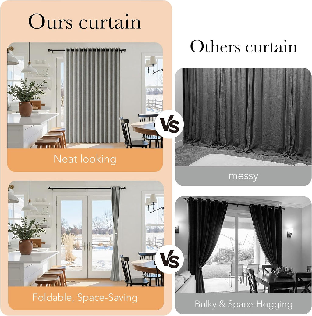 RYB HOME Accordion Style Room Divider Curtain-100% Blackout Folding Accordion Curtain for Sliding Glass Door/Bedroom, Privacy Assurd…