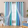 Addsomecolortolife XiDi Dream Star Blackout Curtains for Kids Rooms Girl Princess Curtain for Daughter Bedroom Window (Blue Green Grey, W52…