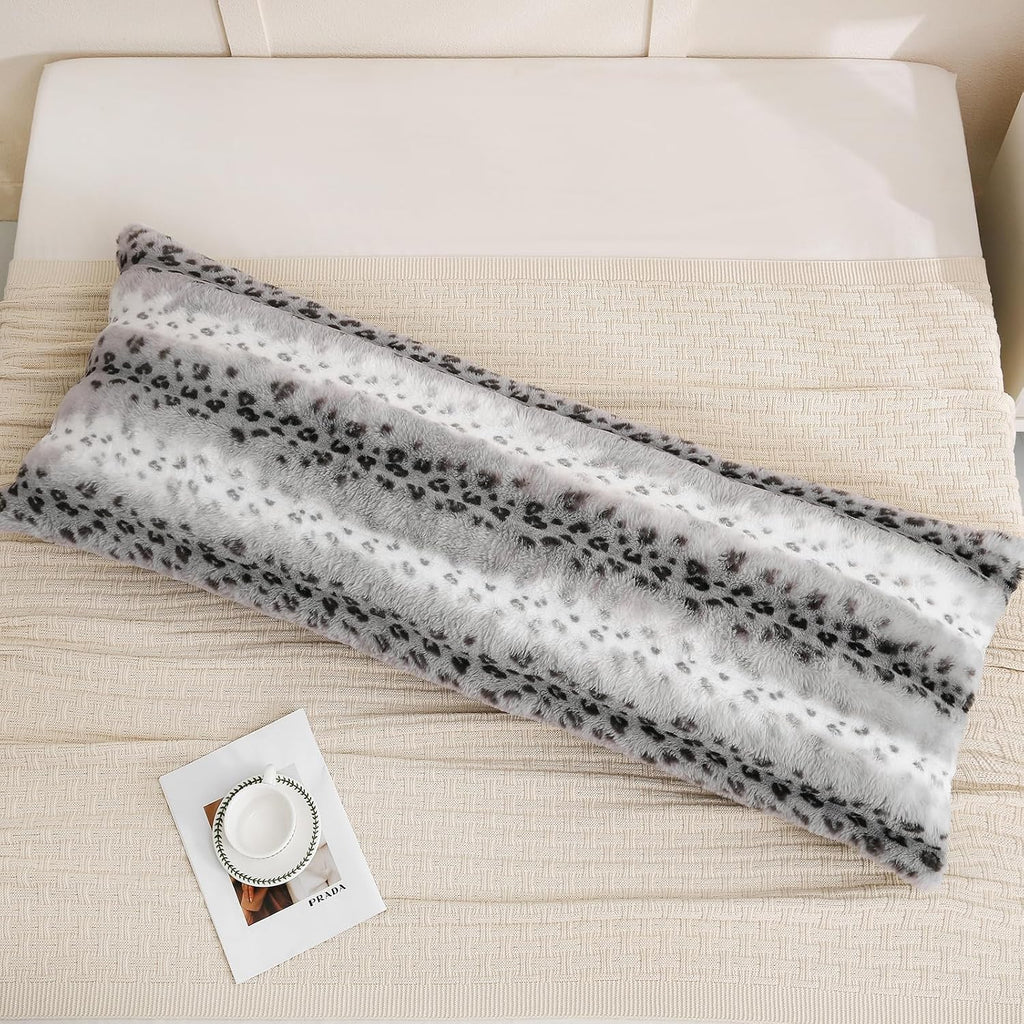 Chumerry Fuzzy Body Pillow Case Dark Gray Fluffy Shaggy Pillow Cover Ultra Soft Warm Rabbit Fur Decorative Body Pillow Cover Long Pillowcas…