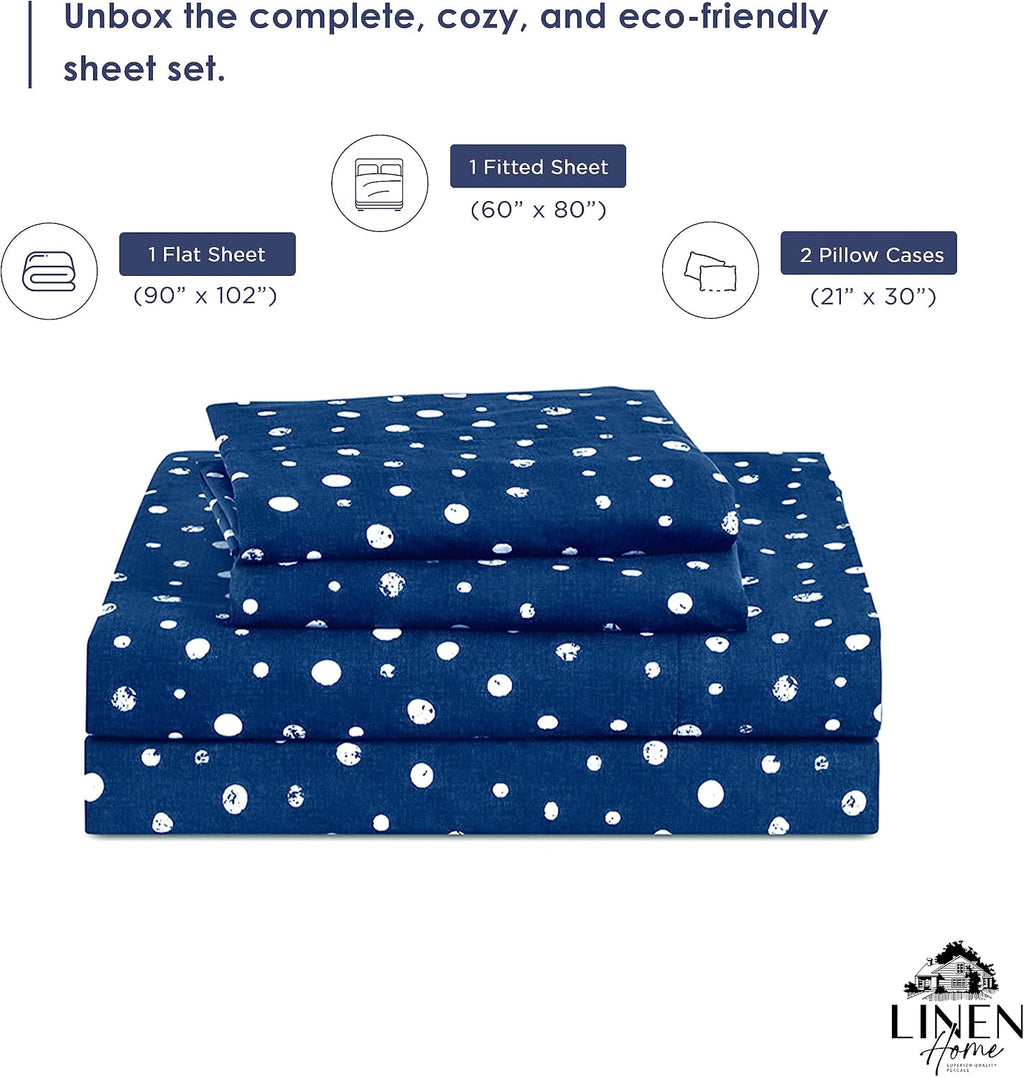 Linen Home Cotton Lyocell Blend Percale Sheet Set Queen Size - 4 Piece Deep Pocket Bedding, Pre-Washed & Shrunk, Crisp Cooling Fabric…