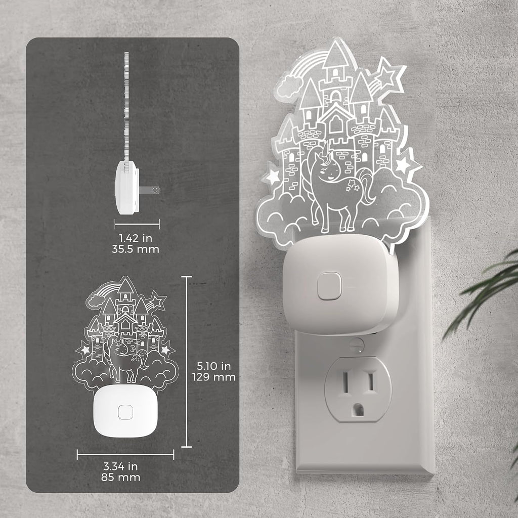 L LOHAS LED Night Lights for Kids, Acrylic Carved Castle Design, 8-Color Changing, Dusk to Dawn Sensor, Plug in Kids Night Lights for…