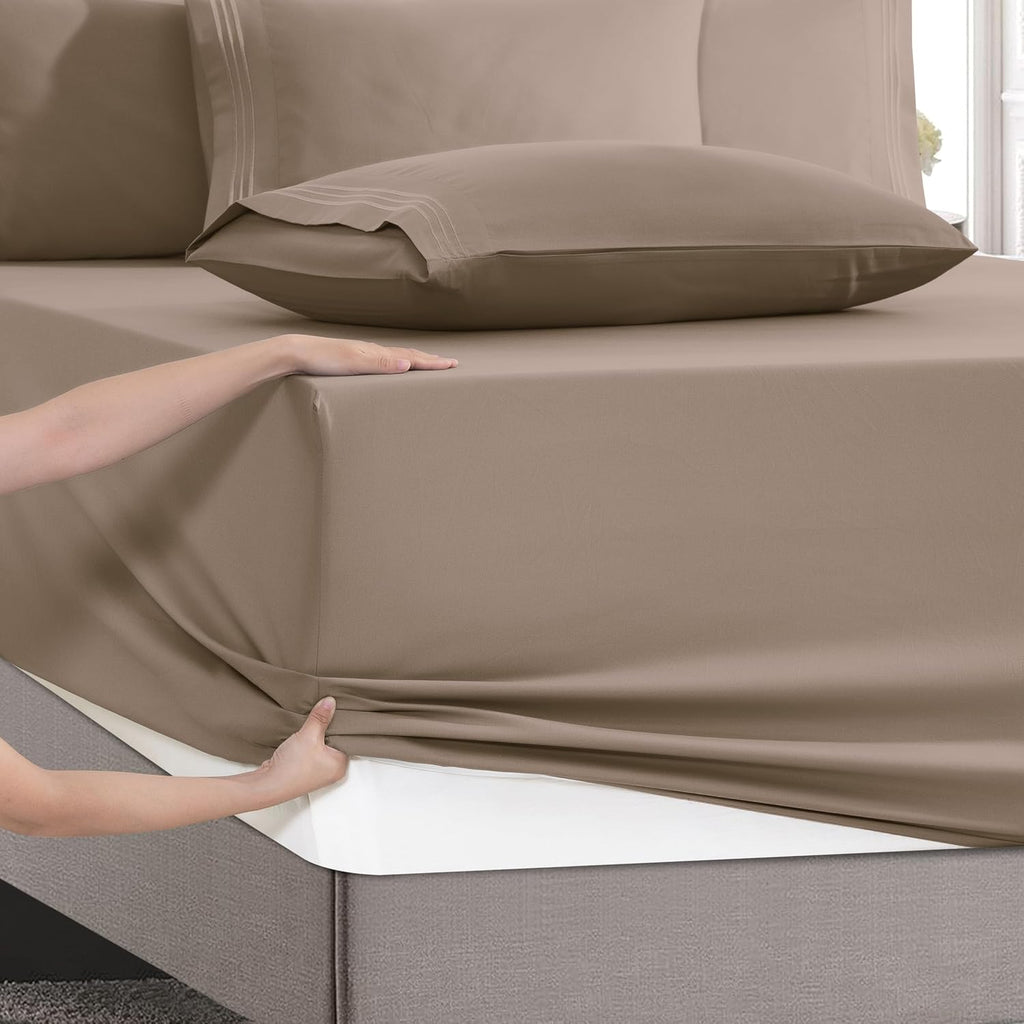 MocassiLuxuryBedding Mocassi Luxury 4-Piece Sheet Set, Ultra Soft 1800 Hotel Quality Microfiber Sheet Set, Fits Mattresses Up to 18 to 24 I…
