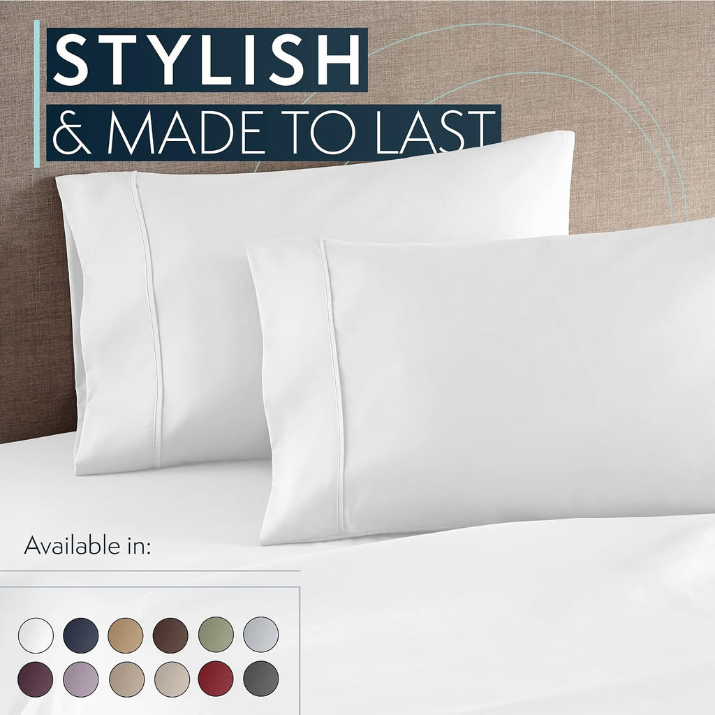 HCCollection HC Collection King Pillow Cases Set of 2- Microfiber, Extra Soft Pillowcases - easy maintenance & Machine Washable - White…