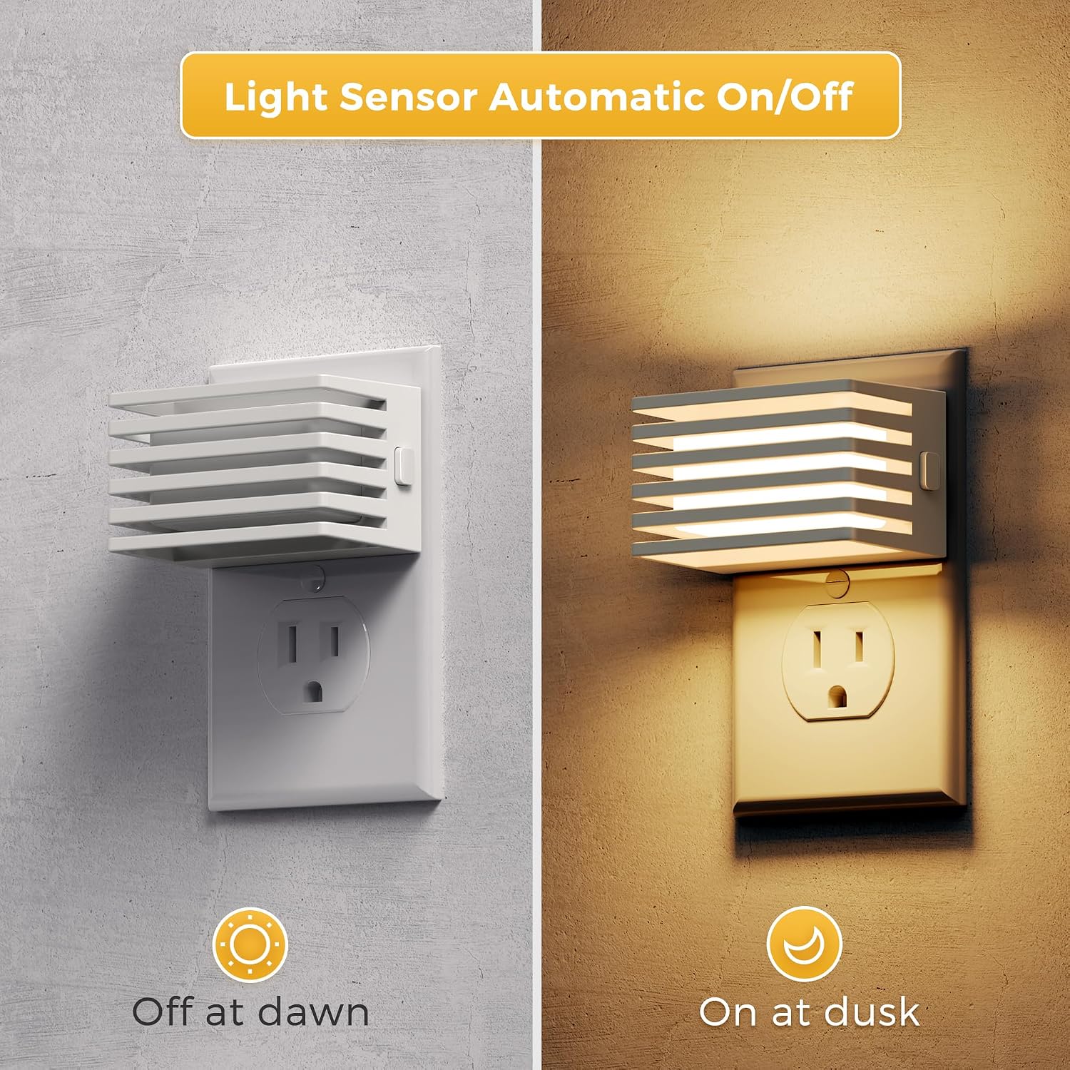 L LOHAS LED Night Lights Plug into Wall, 2 Pack Modern Night Light with Dusk to Dawn Sensor, Dimmable Plug in Night Light, Adjustable…