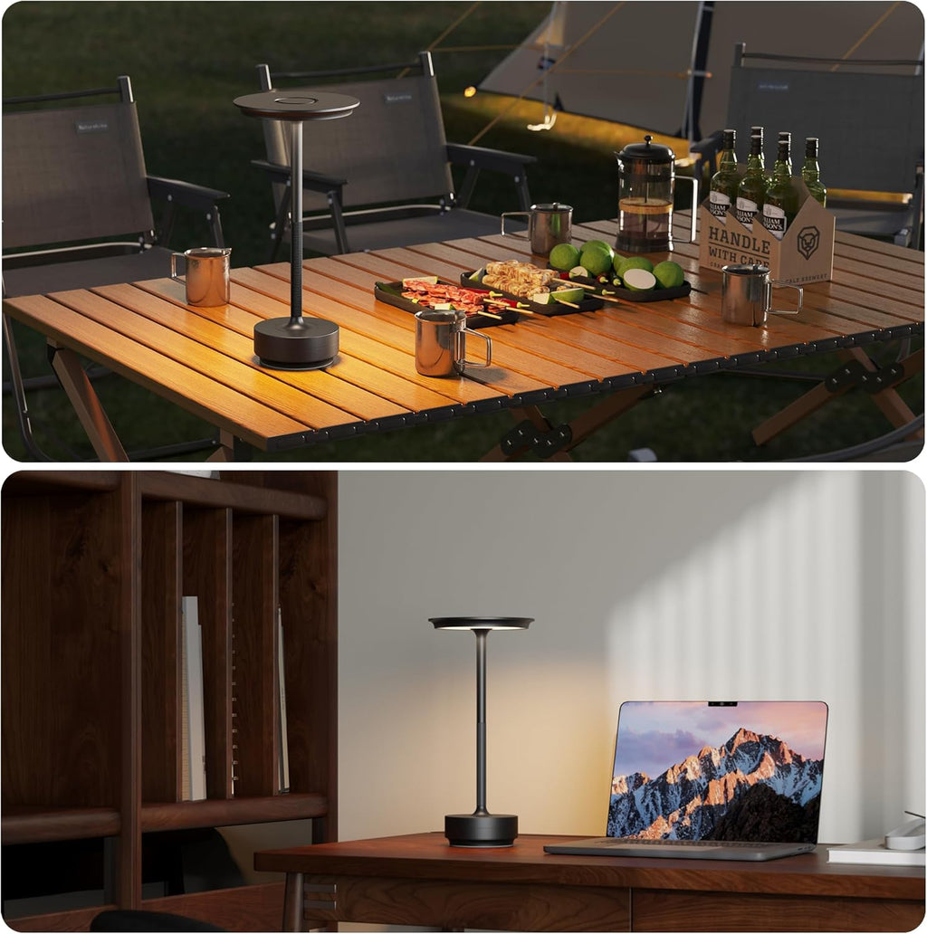 TBBGA 2 Pack Rechargeable Table Lamps Cordless, Portable 5000mAh Outdoor Table Light, 3 Color Stepless Dimming LED Table Lamp with Memory…