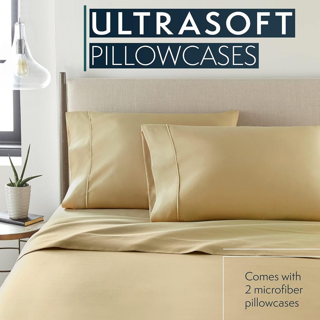 HCCollection HC Collection Queen Pillow Cases Set of 2- Microfiber, Extra Soft Pillowcases - easy maintenance & Machine Washable - Beige…