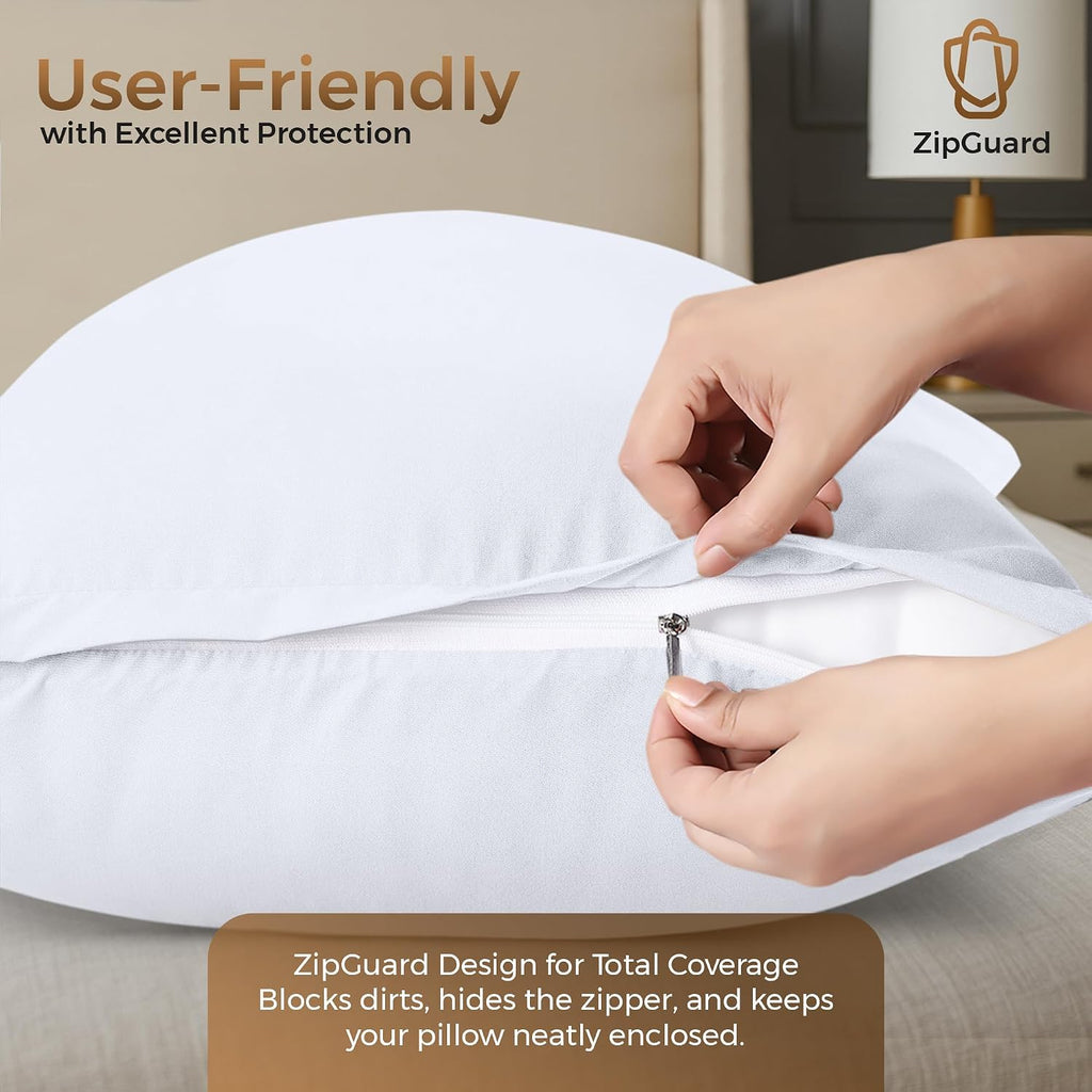 Utopiabedding Utopia Bedding 4 Pack Pillow Protectors with Zipper King Size, Soft Brushed Microfiber Fabric Pillow Cases, Shrinkage and Fad…