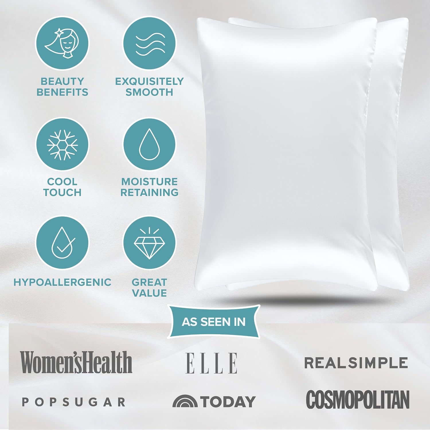 BareHome Bare Home 100% Mulberry Silk Pillowcase for Hair and Skin - Ultra 6A Grade 19 Momme Silk Pillow Case - Hidden Zipper - Breathable…