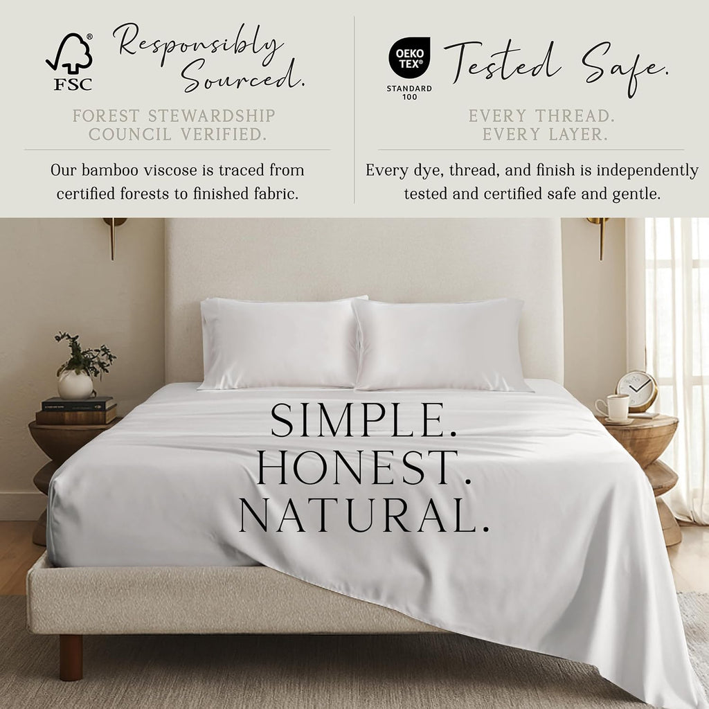 KARISSA MAE Pure Viscose from Bamboo King Size Sheet Set | 100% FSC Certified | Luxuriously Soft | Cooling | 18" Deep Pocket w/Corner…