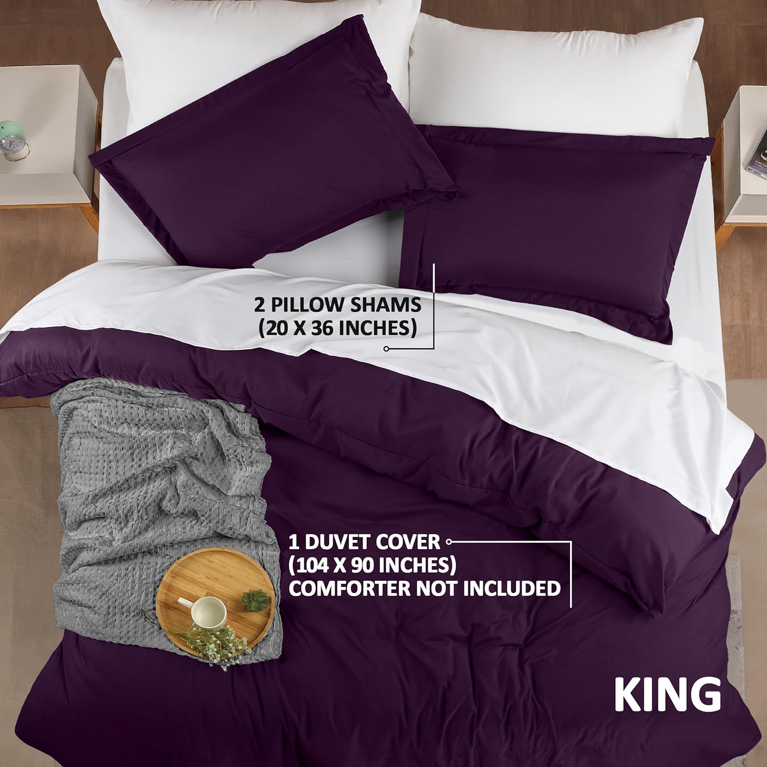 Utopia Bedding Duvet Cover King Size - 3 Piece with Zipper Closure - 1 Comforter Cover 104X90 Inches & 2 Pillow Shams 20X36 Inches…
