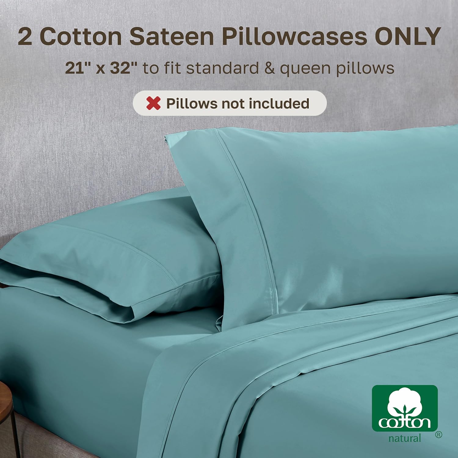 CaliforniaDesignDen California Design Den Standard Queen Size Pillowcase Set - 400 Thread Count, 100% Cotton Sateen, Set of 2 Pillow Covers…