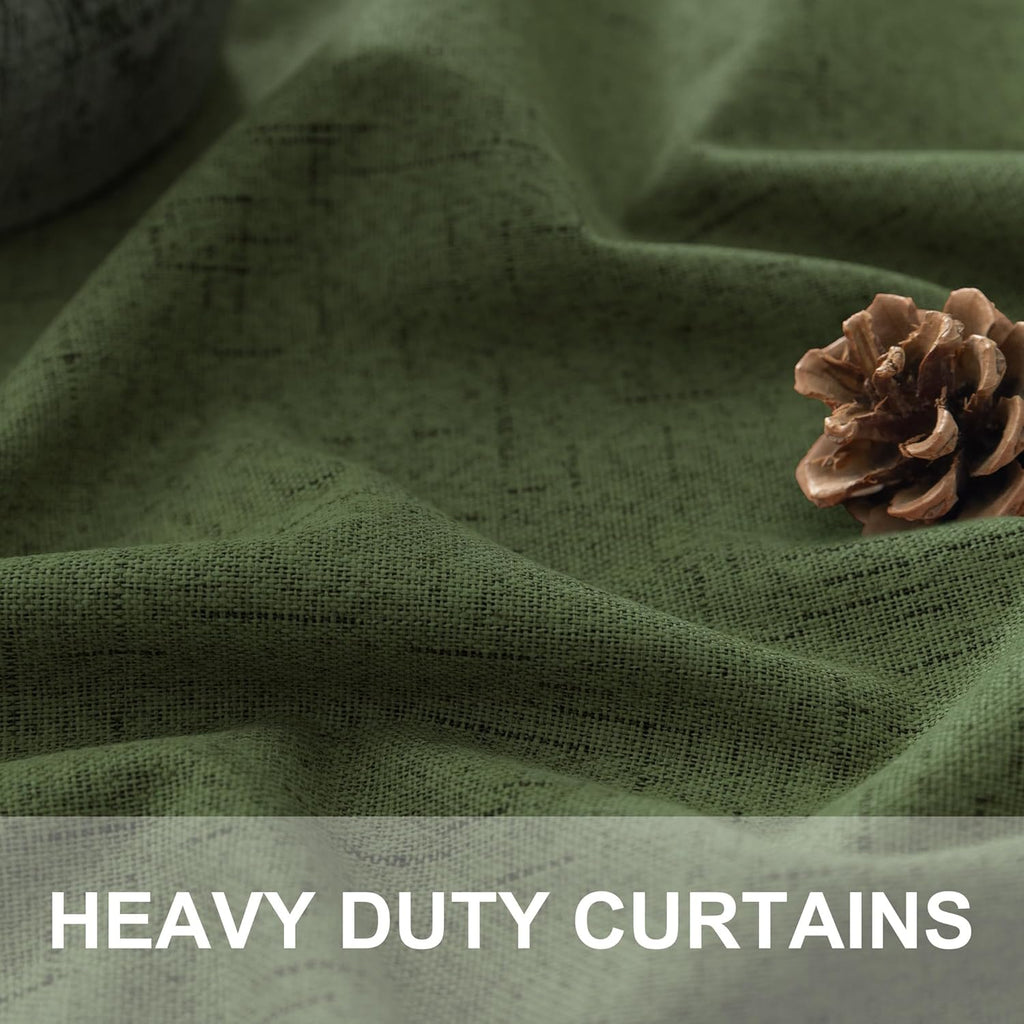 Pitalk Christmas Green Blackout Curtains for Bedroom Linen Light Pale Olive Green Room Darkening Window Drape Black Out Dark Curtains for C…