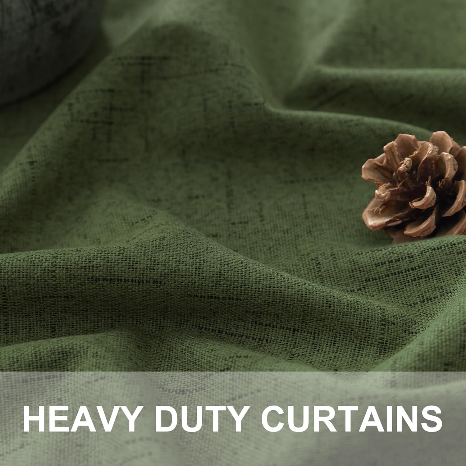 Pitalk Christmas Green Blackout Curtains for Bedroom Linen Light Pale Olive Green Room Darkening Window Drape Black Out Dark Curtains for C…