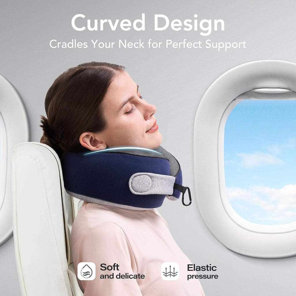 KPNEOL Travel Pillow, 100% Pure Memory Foam Travel Neck Pillow Airplane Neck Support Ergonomic Design for Traveling Suitable for…