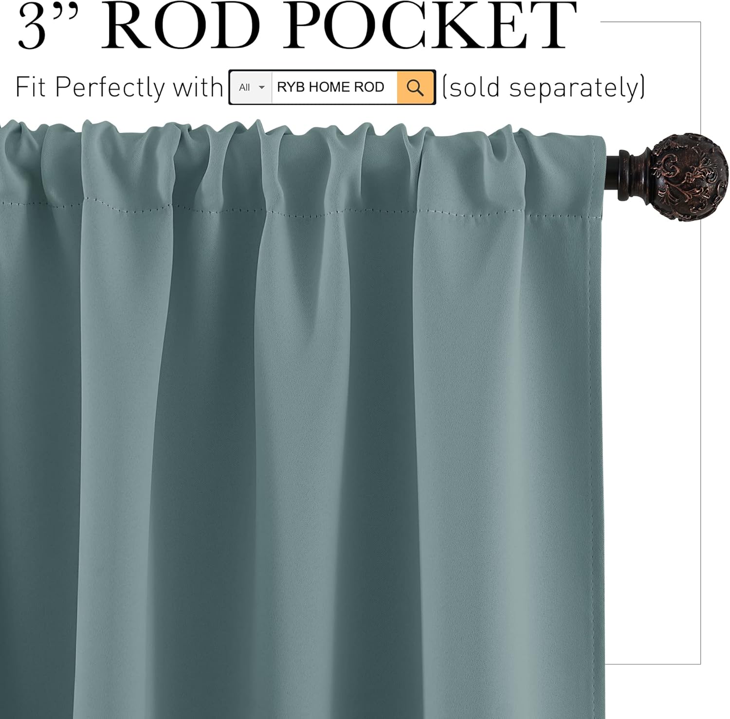 Rybhome RYB HOME Room Darkening Curtains for Small Window, Solid Kitchen Curtain Rod Pocket Privacy Valance Panels for Cafe Window Farmhous…