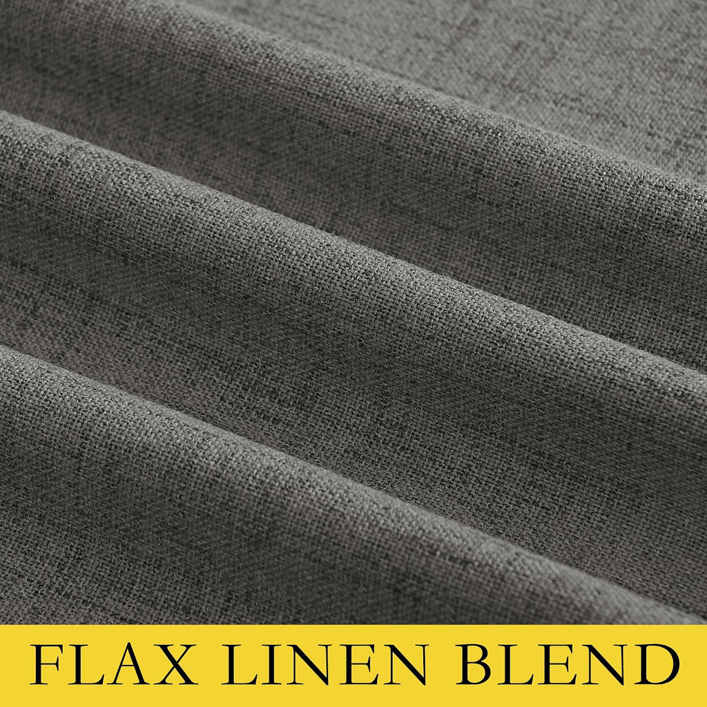 NICETOWN Grizzle Gray Vintage Linen 100% Blackout Curtains for Living Room, Thermal Insulated Curtains 72" Long, Noise Reducing Window…