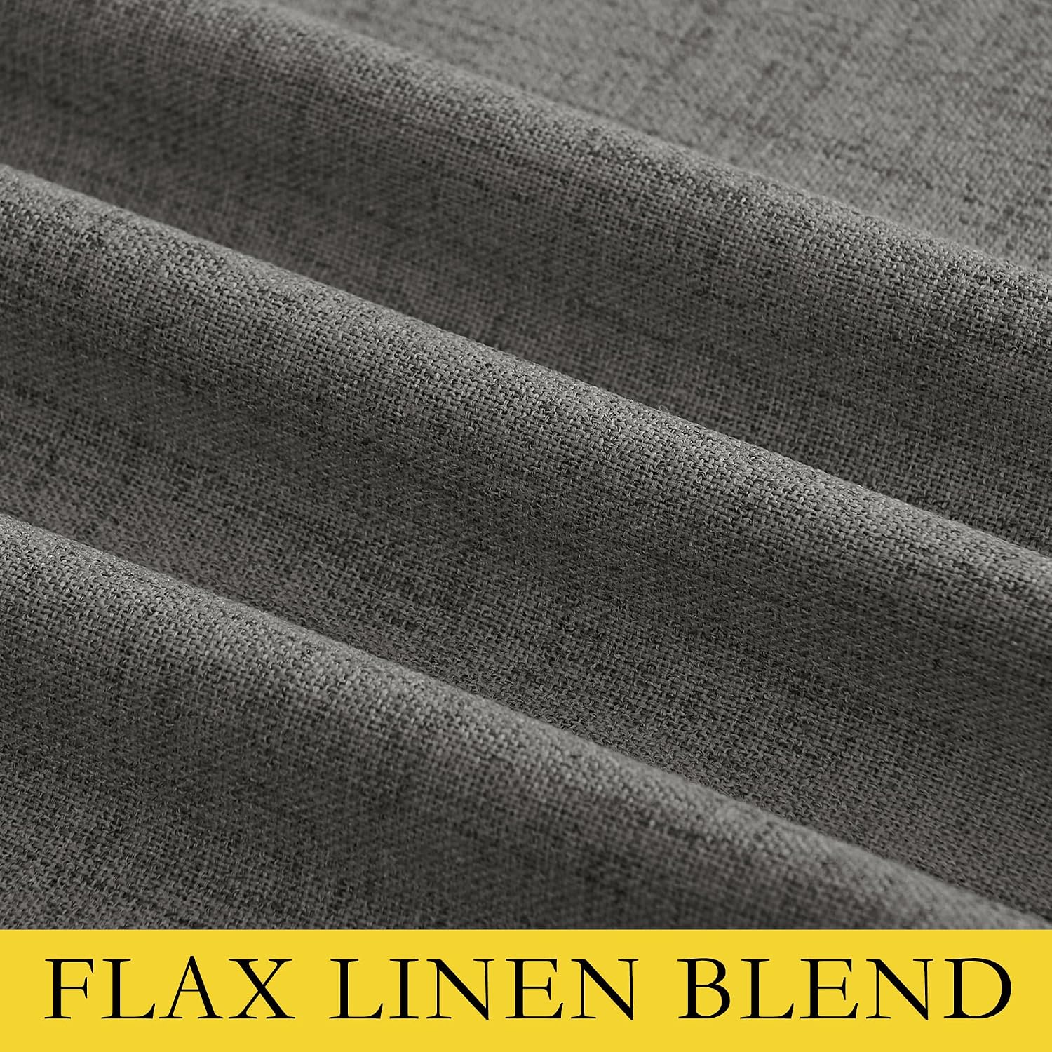 NICETOWN Grizzle Gray Vintage Linen 100% Blackout Curtains for Living Room, Thermal Insulated Curtains 90" Long, Noise Reducing Window…