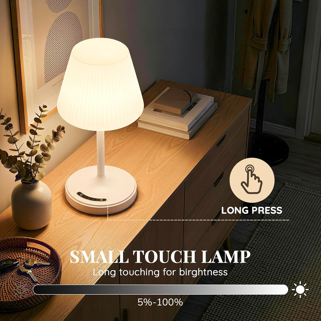 Audles Bathroom Lamp Waterproof Shower Light, Rechargeable Cordless Table Lamp with 4000mAh Battery, 3 Color Modes Touch Dimmable, Small Ni…