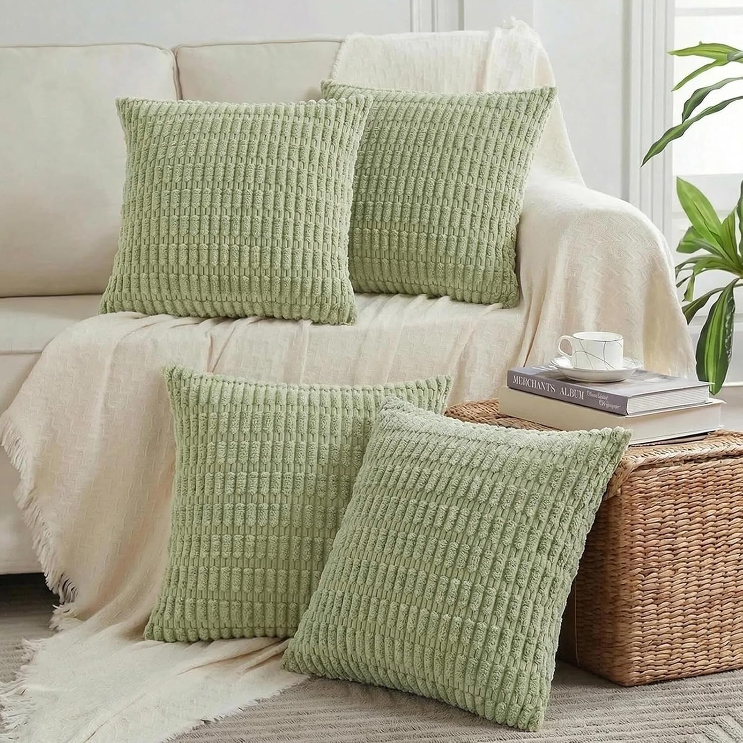 Fancy Homi 4 Packs Decorative Throw Pillow Covers for Living Room Couch Bed, Modern Farmhouse Boho Home Décor Accent Cushion Case, 24" x…