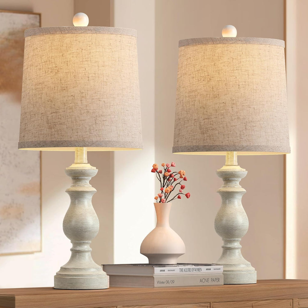 PARTPHONER Traditional Table Lamp Set of 2, Rustic Farmhouse Table Lamps for Living Room Bedroom, 22" Bedside Desk Lamps Vintage…