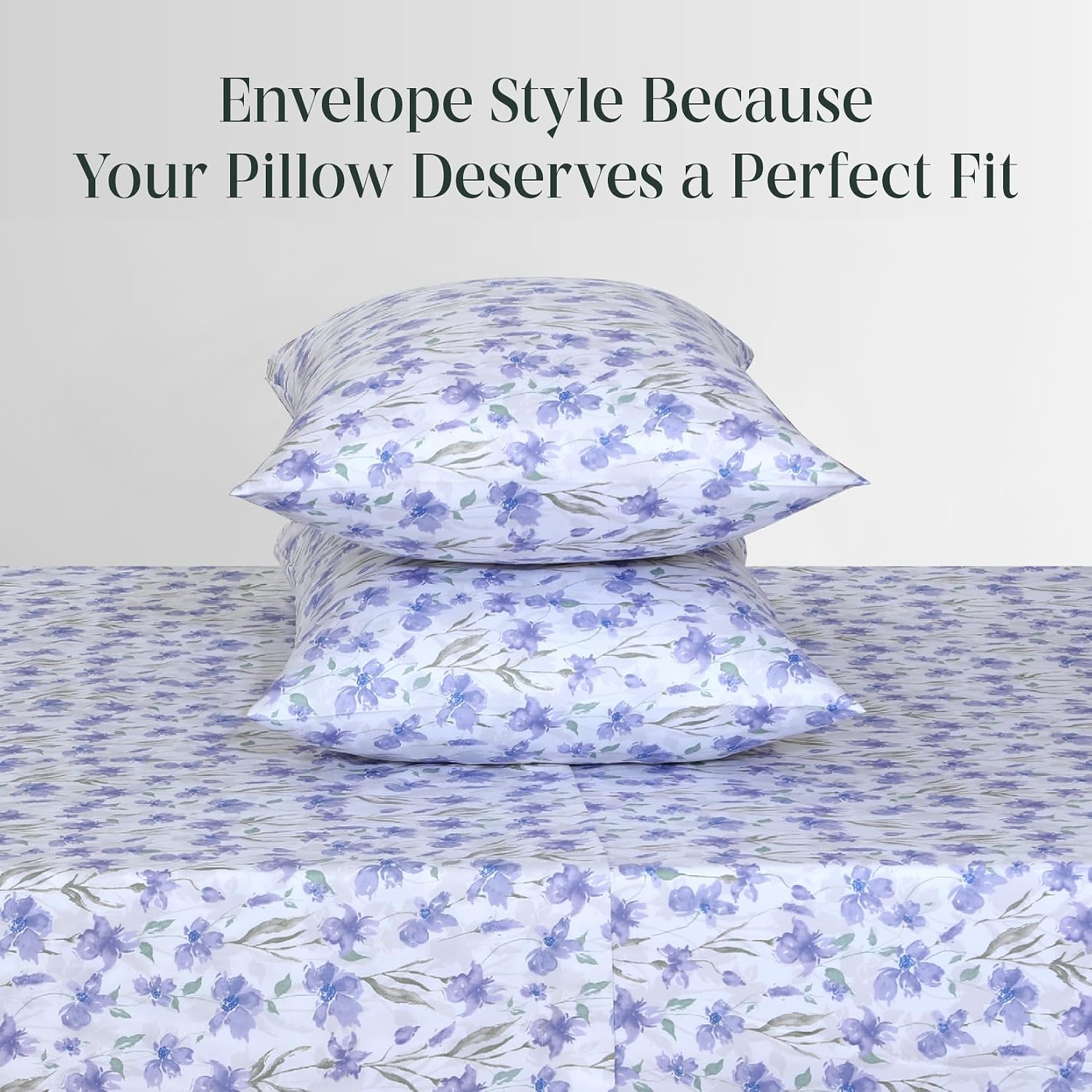 Feather & Stitch 300 TC 100% Cotton King Size Pillowcases 2 piece, Ultra Soft Set of 2 Sateen Weave Pillow Covers with Envelope Closure…