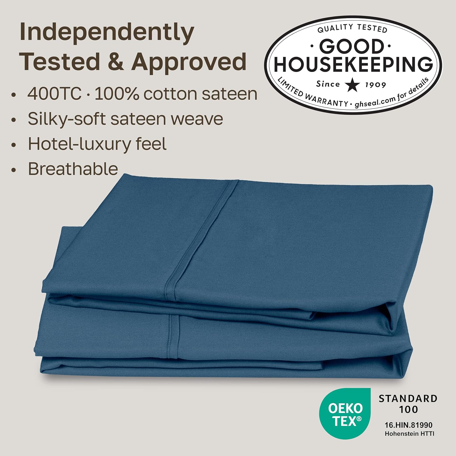 CaliforniaDesignDen Standard Queen Size Pillowcase Set - 400 Thread Count, 100% Cotton Sateen, Set of 2 Pillow Covers, Soft and Breathable…