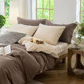 Bdear 3 Pieces Reversible Duvet Cover Set Full Size 80x90 inch, 100% Washed Cotton Duvet Cover Plus 2 Pillowcases, Double Sided with INS St…