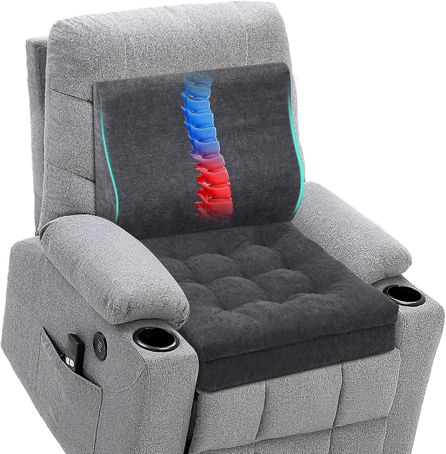 Recliner Cushions for Elderly with Lumbar Support, Patent Design 20x20x4 Inch Thick Chair Cushion Soft Tufted Dual Layer Booster Seat…
