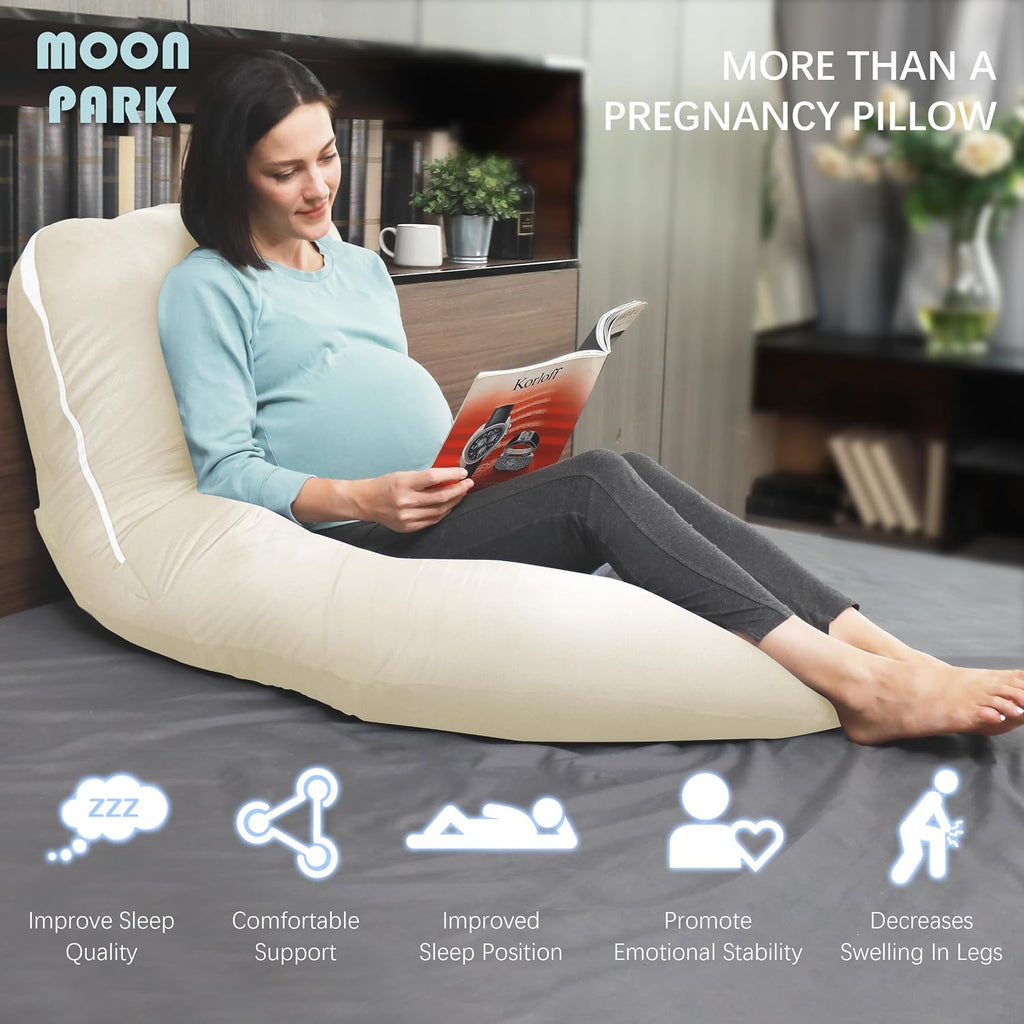Moonpark MOON PARK Pregnancy Pillows for Sleeping - U Shaped Full Body Maternity Pillow with Removable Cover - Support for Back, Legs, Bell…