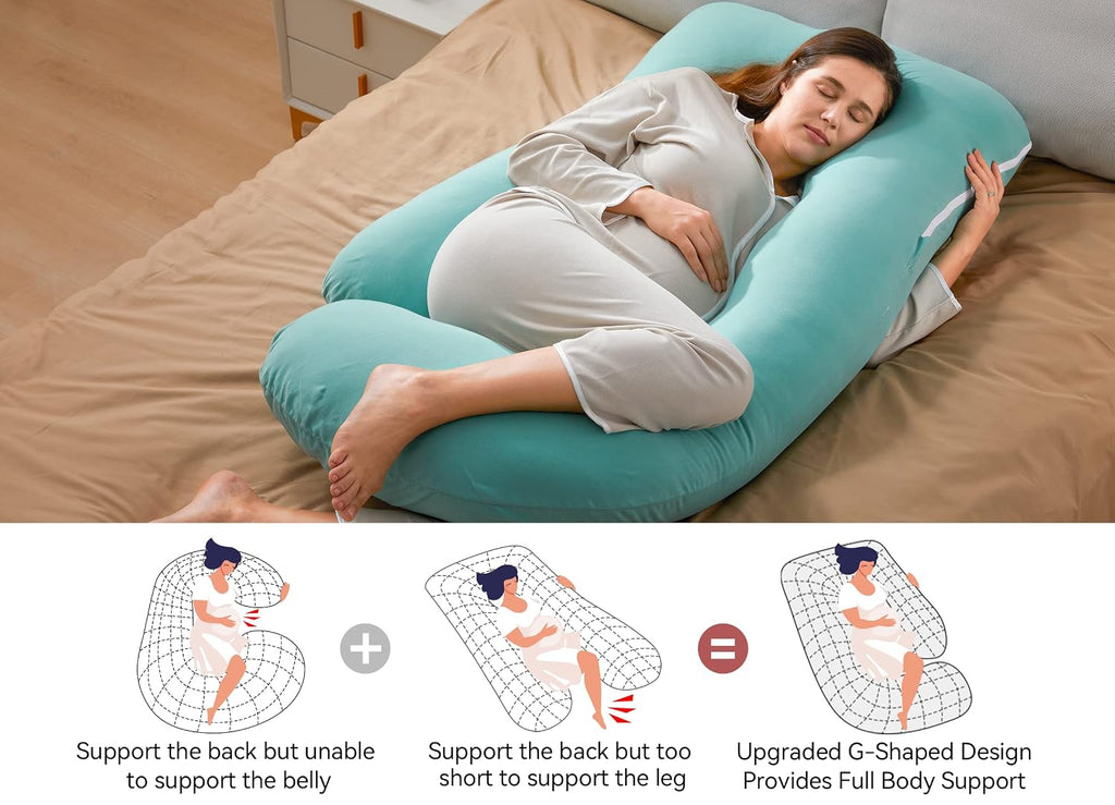 Momcozy U Shaped Pregnancy Pillows with Cotton Removable Cover, 57 Inch Full Body Pillow Maternity Support, Must Have for Pregnant Women…