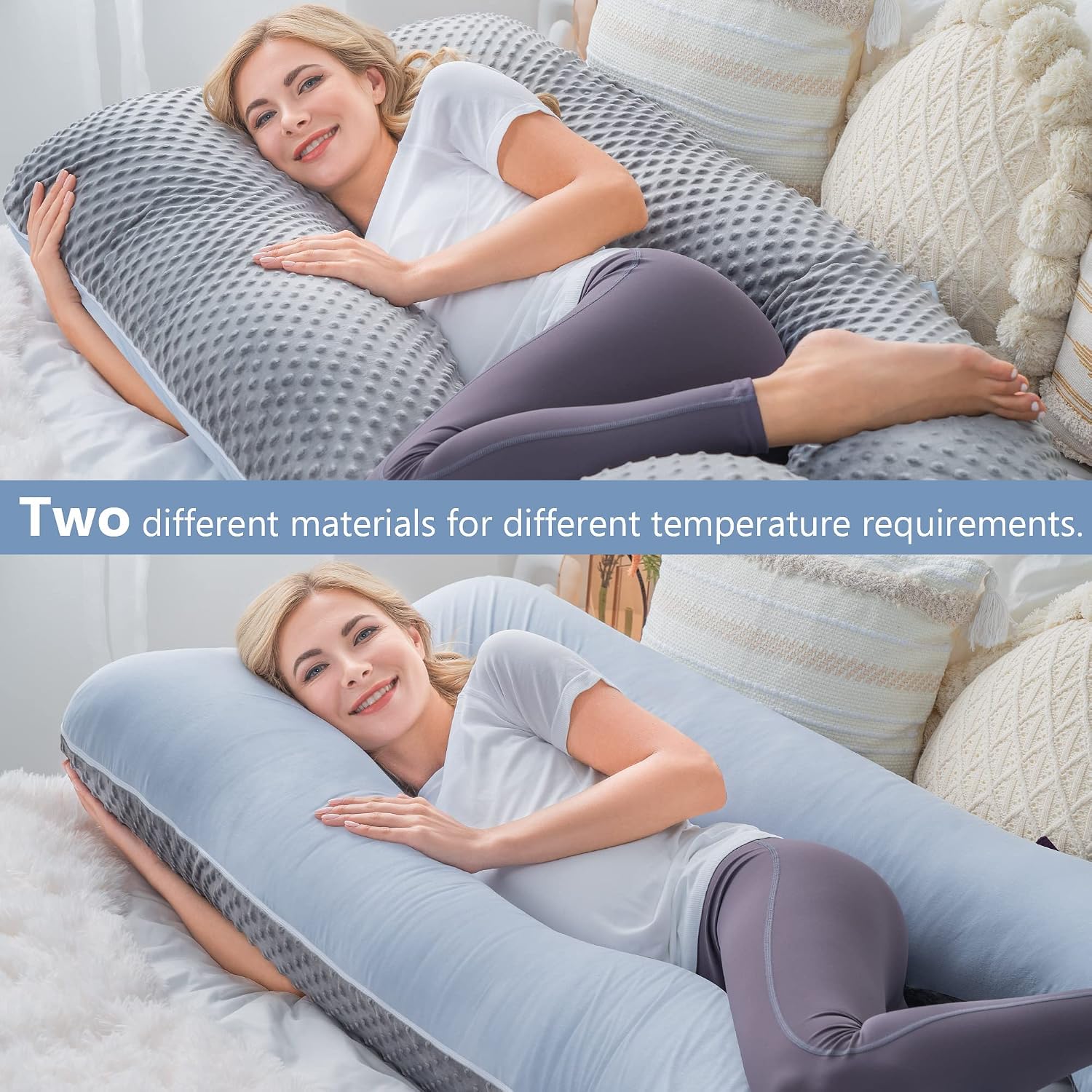 Meiz Pregnancy Pillows, Pregnancy Body Pillow, Pregnancy Pillows for Sleeping, Maternity Pillow for Pregnant Women with Cooling Jersey & Ve…