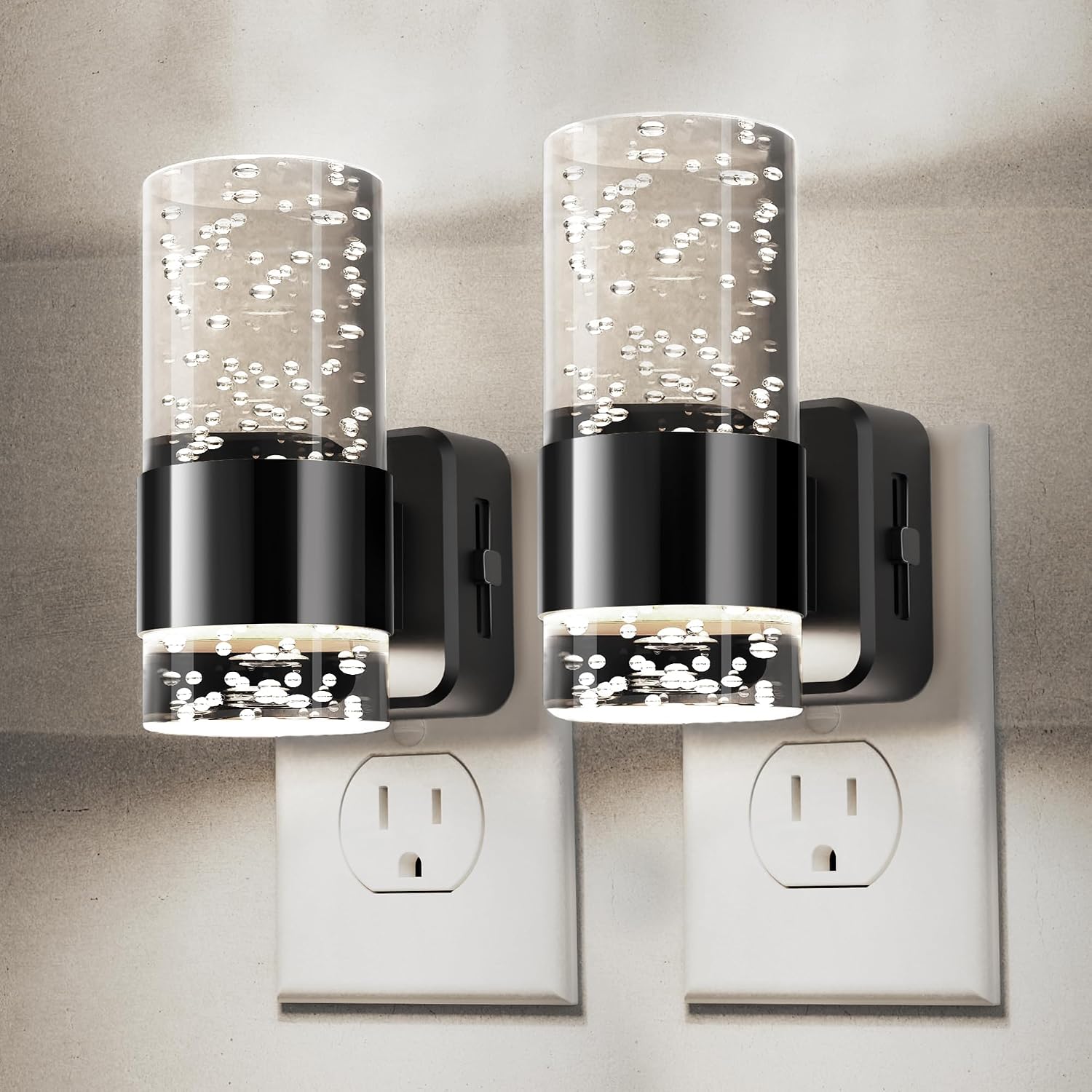 L LOHAS LED Night Light, Dimmable Night Lights Plug into Wall, 2 Pack Acrylic Nightlights with 0-100 LM Adjustable Brightness, 5000K Plug…