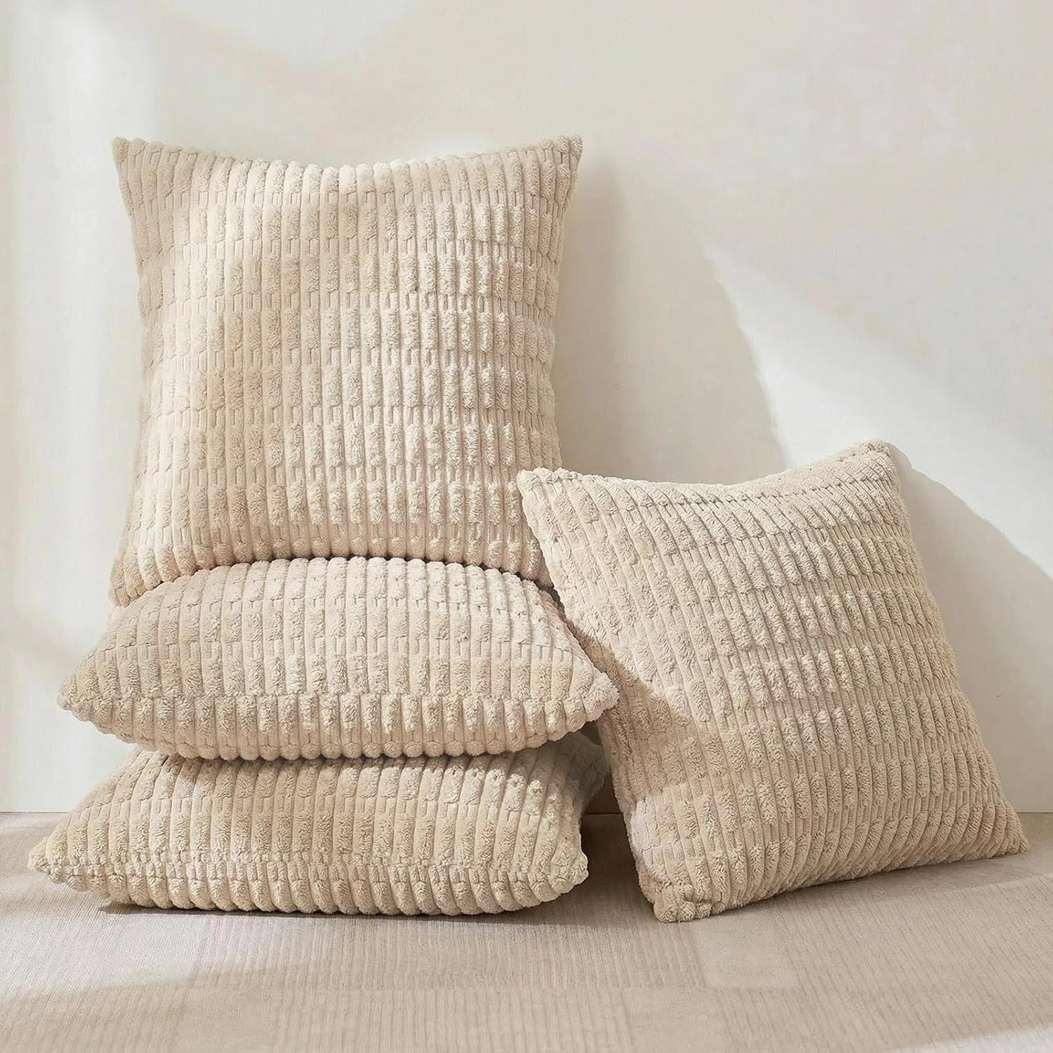 Fancy Homi 4 Packs Decorative Throw Pillow Covers for Living Room Couch Bed, Modern Farmhouse Boho Home Décor Accent Cushion Case, 22" x…