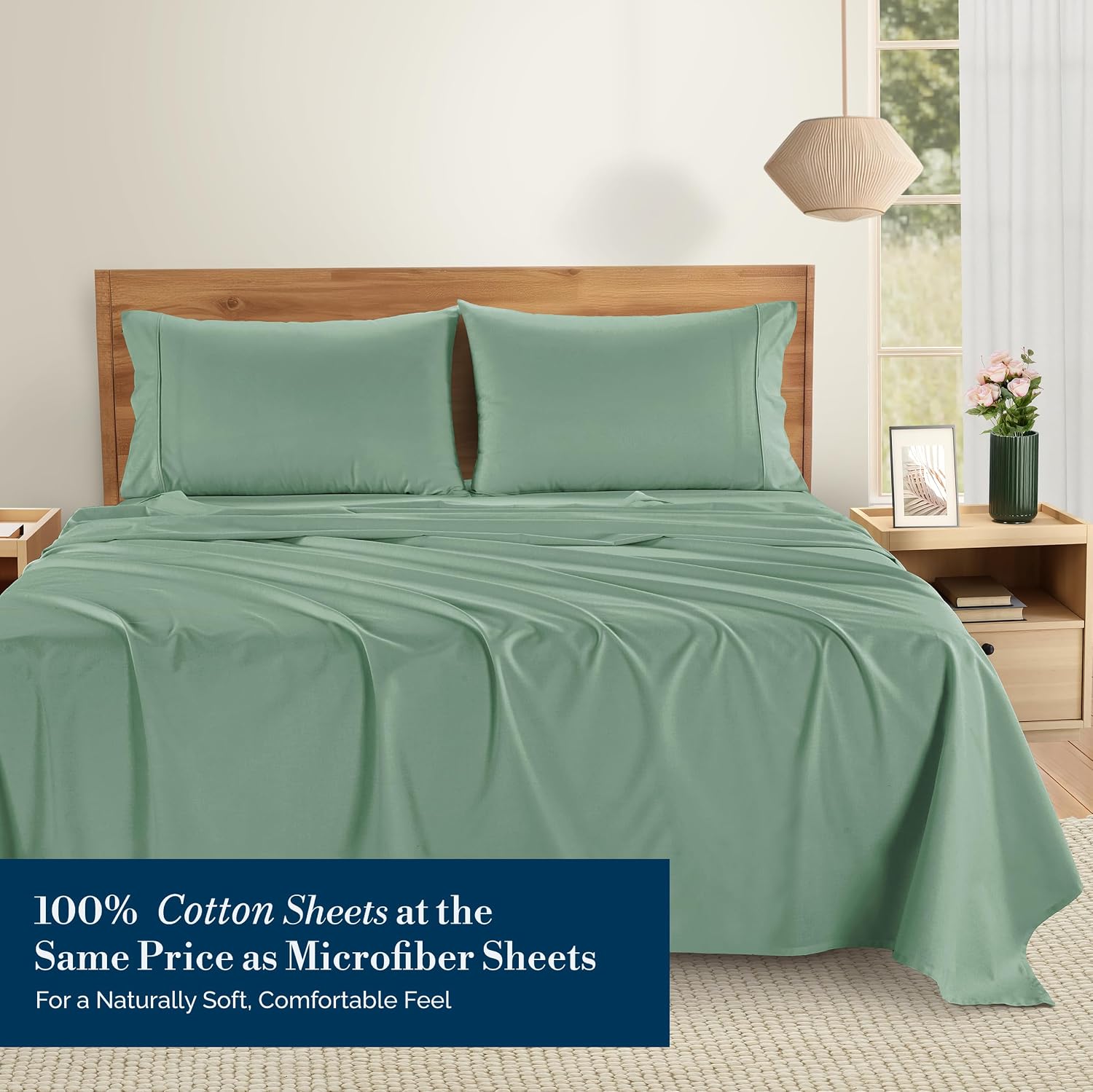 Casa Platino Twin Bed Sheets – 100% Cotton Sheets with 2 Pillowcases, Crisp Percale Weave & Cozy Feel, Cooling & Breathable Twin Sheet…