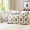 OTOSTAR Floral Print Pillow Covers 12x20 Inch Pack of 2 Double-Sided Brown Grey Flower Lumbar Throw Pillow Covers Farmhouse Rustic…
