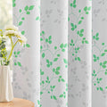 Meetsky 95% Blackout Curtains for Bedroom, Green and Grey Leaf Curtains 84 Inches Long 2 Panels, Patterned Curtain Living Room Thermal Insu…