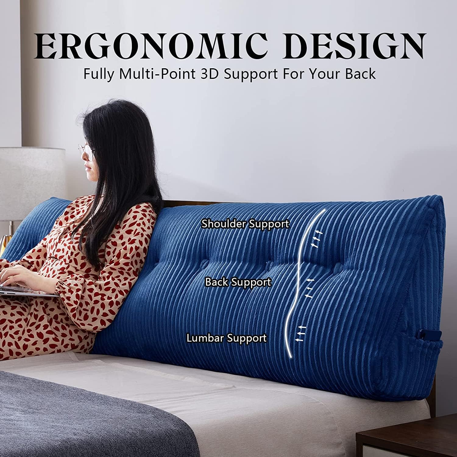 Sliguy Large Headboard Pillow, Headboard Wedge Pillow Bed Rest Reading Pillow Bolster Triangular for Sitting in Bed-Backrest Positioning Su…