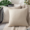 Miulee Pack of 2 Decorative Outdoor Solid Waterproof Throw Pillow Covers Faux Linen Garden Farmhouse Cushion Cases for Patio Tent Balcony C…