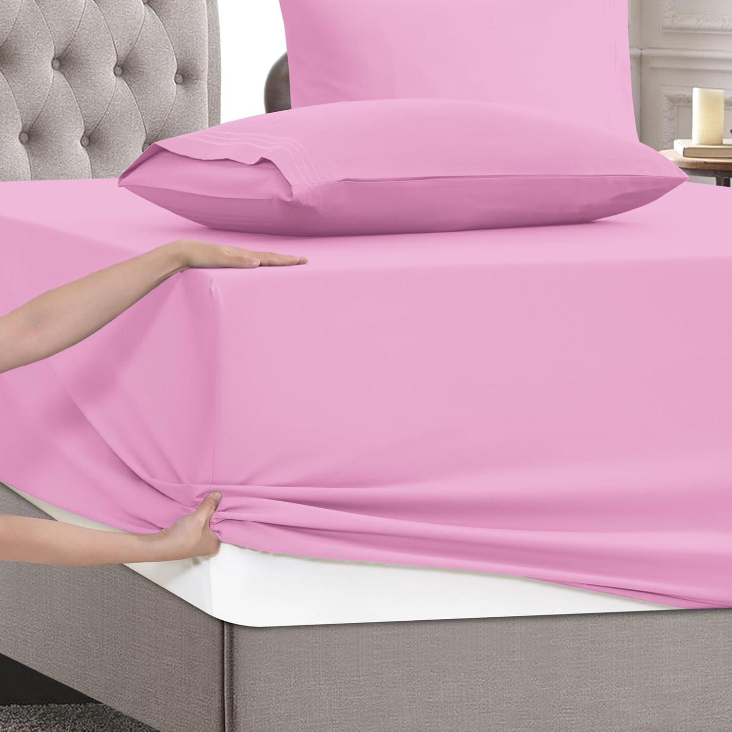 MocassiLuxuryBedding Mocassi Twin XL Size 4-Piece Bed Sheet Set - 1800 Hotel Quality Microfiber 18-24 Inches Extra Deep Pocket Fitted Sheet…